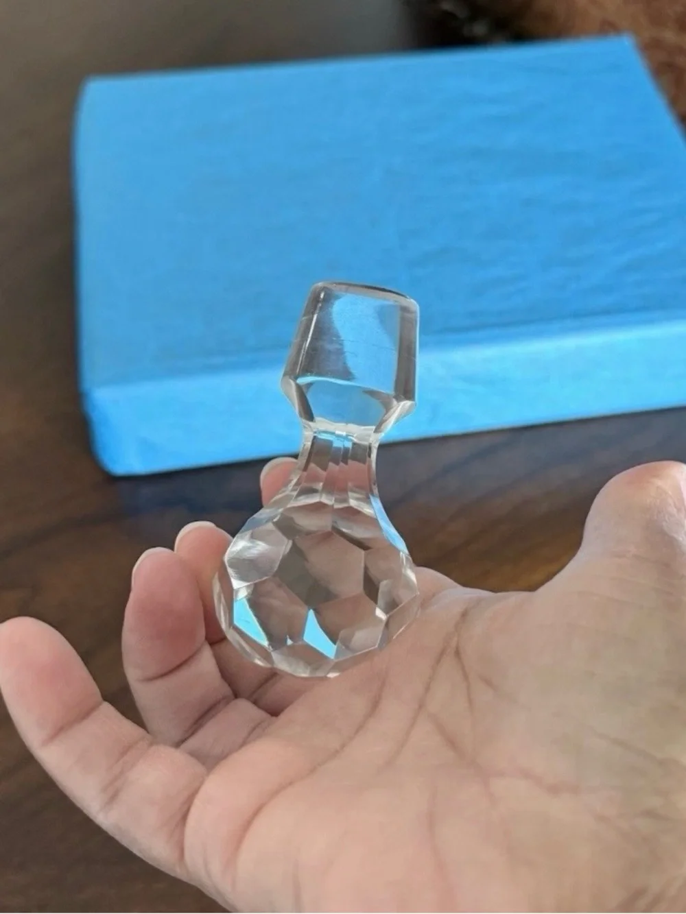 Vtg. Round Prism-Style Lead Crystal Faceted Decanter Stopper Approx 3”x1”